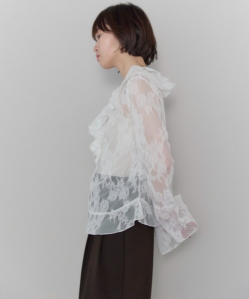 leimn(レイムン)の「Vネックレースラッフルブラウス(シャツ/ブラウス・レディース・ホワイト・FREE)」の6枚目の写真