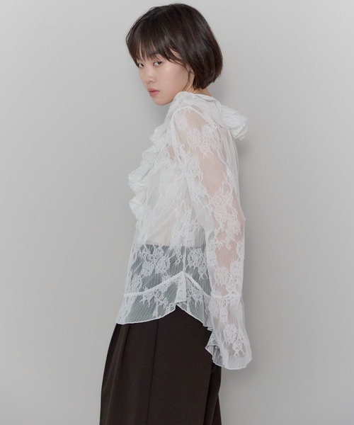 leimn(レイムン)の「Vネックレースラッフルブラウス(シャツ/ブラウス・レディース・ホワイト・FREE)」の7枚目の写真