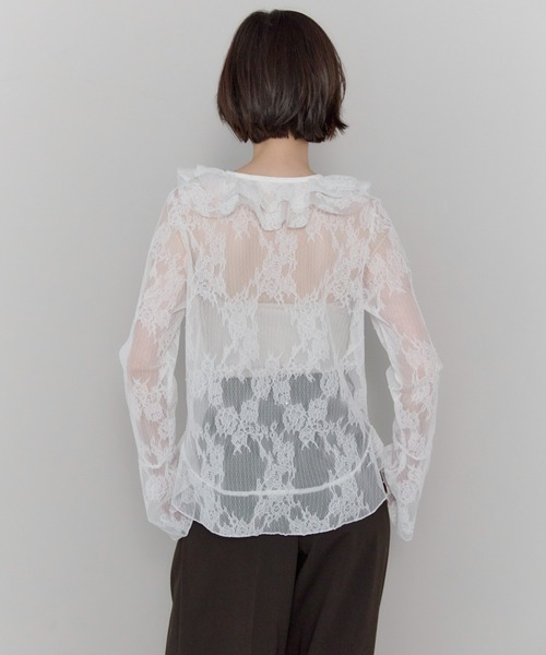 leimn(レイムン)の「Vネックレースラッフルブラウス(シャツ/ブラウス・レディース・ホワイト・FREE)」の8枚目の写真