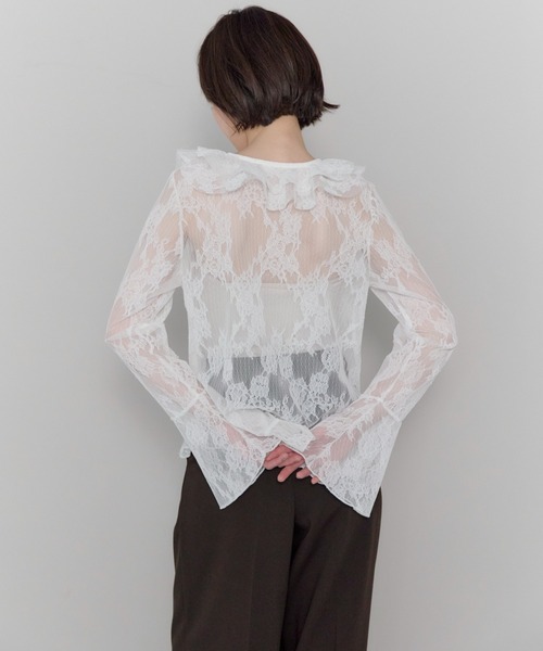 leimn(レイムン)の「Vネックレースラッフルブラウス(シャツ/ブラウス・レディース・ホワイト・FREE)」の9枚目の写真