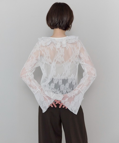 leimn(レイムン)の「Vネックレースラッフルブラウス(シャツ/ブラウス・レディース・ホワイト・FREE)」の10枚目の写真