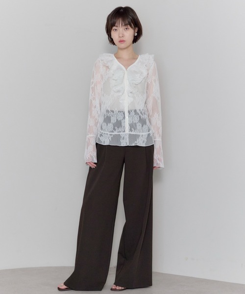 leimn(レイムン)の「Vネックレースラッフルブラウス(シャツ/ブラウス・レディース・ホワイト・FREE)」の11枚目の写真