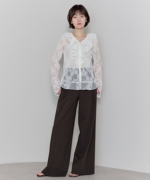 leimn(レイムン)の「Vネックレースラッフルブラウス(シャツ/ブラウス・レディース・ホワイト・FREE)」の12枚目の写真