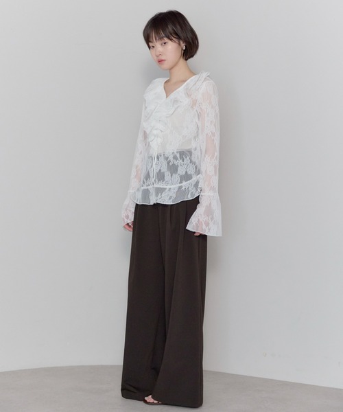 leimn(レイムン)の「Vネックレースラッフルブラウス(シャツ/ブラウス・レディース・ホワイト・FREE)」の14枚目の写真