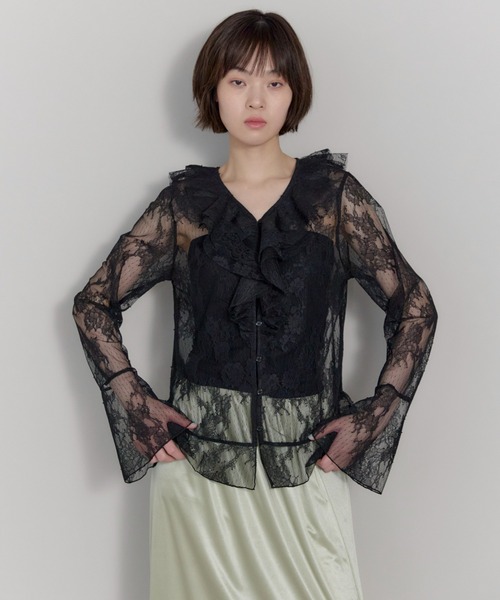 leimn(レイムン)の「Vネックレースラッフルブラウス(シャツ/ブラウス・レディース・ホワイト・FREE)」の19枚目の写真