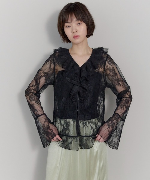 leimn(レイムン)の「Vネックレースラッフルブラウス(シャツ/ブラウス・レディース・ホワイト・FREE)」の20枚目の写真