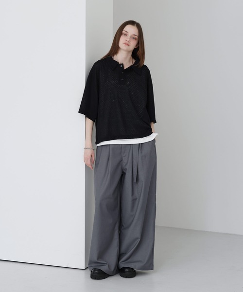 SOCCE（ソーシー）の「ベルテッドTRワイドスラックス（スラックス・メンズ・ブラック/グレイッシュベージュ/グレー/チャコール・S/M/L/XL）」の20枚目の写真