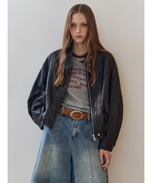 MAXZA(マージャコレクション)の「フェイクレザー チェック 配色 ハイネック ブルゾン ジャンパー(ライダースジャケット・レディース・ブラウン/ブラック/キャメル・FREE)」の7枚目の写真