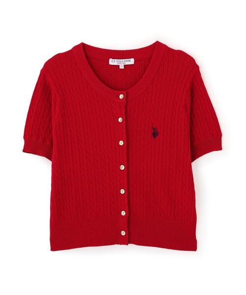 U.S. POLO ASSN.（ユーエスポロアッスン）の「◆【フリーズマート別注】U.S.POLO ASSN./ユーエスポロアッスン別注／金釦ケーブルカーディガン（ニット/セーター・レディース・ホワイト/ネイビー/レッド・FREE）」の21枚目の写真