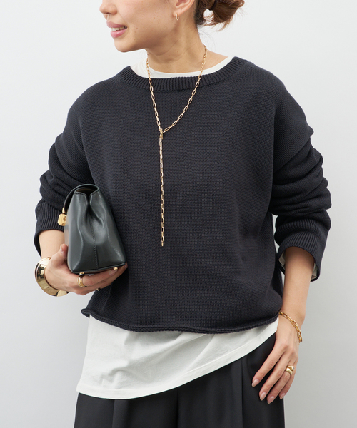 Deuxieme Classe（ドゥーズィエムクラス）の「Beauty プルオーバー（ニット/セーター・レディース・ベージュ/ネイビー・FREE）」の4枚目の写真