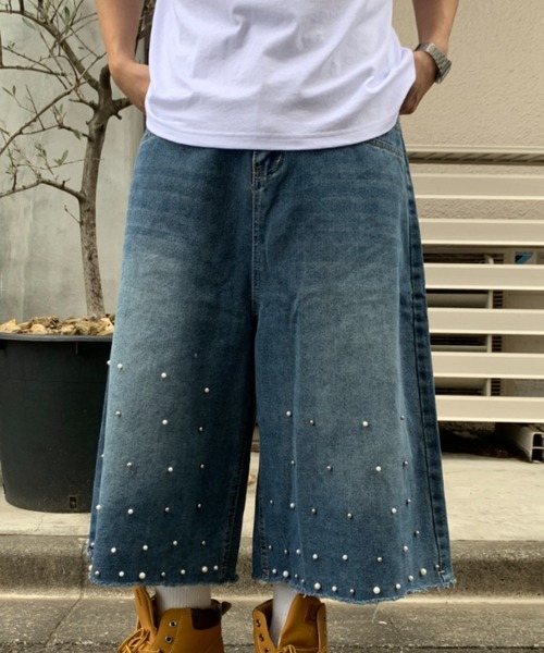 link lot(リンクロット)の「パール付きカットオフバギーデニム(デニムパンツ・メンズ・ブルー・M/L)」の19枚目の写真