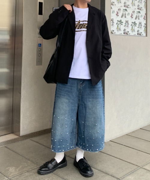 link lot(リンクロット)の「パール付きカットオフバギーデニム(デニムパンツ・メンズ・ブルー・M/L)」の16枚目の写真