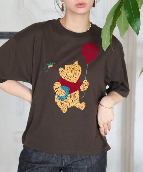 Disney（ディズニー）の「＜Ｄｉｓｎｅｙ＞【プー】綿混素材ゆるっとＴシャツ（Tシャツ/カットソー・レディース・ブラウン系・MEDIUM/XX-LARGE/LARGE/X-LARGE）」の6枚目の写真