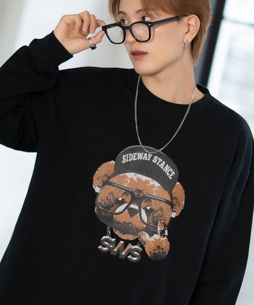 En serio TOKYO(エンソリオトーキョー)の「【SIDEWAYSTANCE】チーズベア長袖Tシャツ 70427(Tシャツ/カットソー・メンズ・ホワイト/ダークブルー/ブラック・SMALL/MEDIUM/X-LARGE/LARGE)」の2枚目の写真
