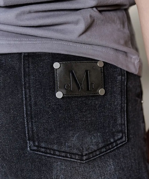 MUCENT（ムセント）の「◇MUCENT◇ブランド直輸入正規品/プリセット クロスレザーパッチ ダブルニー バミューダ デニムパンツ ユニセックス PRESET CROSS LEATHER PATCH DOUBLEKNEE BERMUDA DENIM PANTS UNISEX（デニムパンツ・レディース・ブラック・M/S）」の9枚目の写真