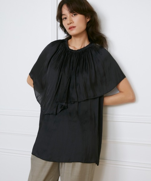 INED(イネド)の「サテンヴィンテージ ケープカラーブラウス《la veille by SUPERIOR CLOSET》(シャツ/ブラウス・レディース・ブラック/オフホワイト・9号)」の10枚目の写真