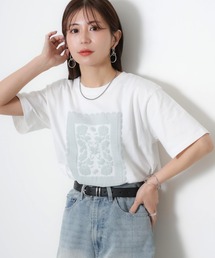 Riberry | レースデザイン発砲プリント半袖Tシャツ(Tシャツ/カットソー)