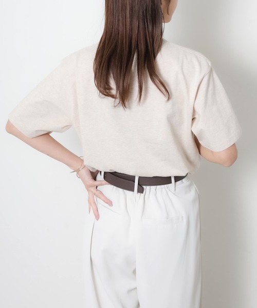 Riberry(リベリー)の「レースデザイン発砲プリント半袖Tシャツ(Tシャツ/カットソー・レディース・チャコールグレー/杢グレー/アイボリー/ベージュ・FREE)」の14枚目の写真
