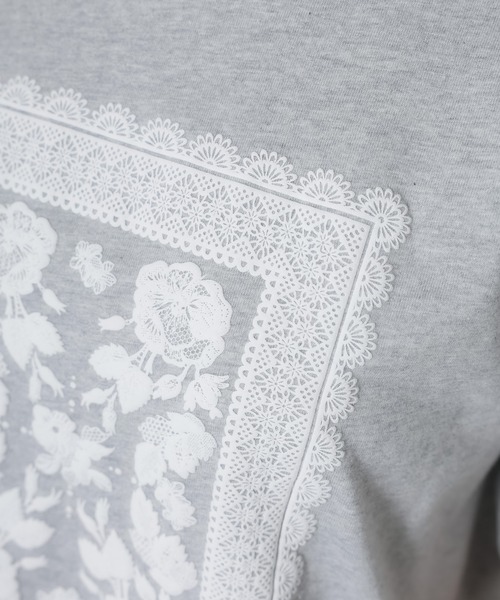 Riberry(リベリー)の「レースデザイン発砲プリント半袖Tシャツ(Tシャツ/カットソー・レディース・チャコールグレー/杢グレー/アイボリー/ベージュ・FREE)」の10枚目の写真