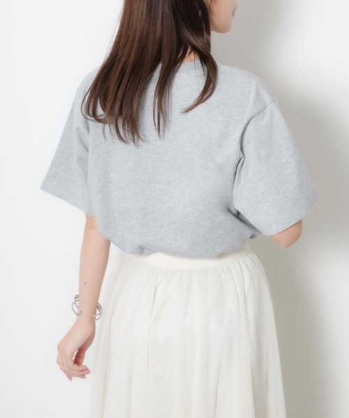 Riberry(リベリー)の「レースデザイン発砲プリント半袖Tシャツ(Tシャツ/カットソー・レディース・チャコールグレー/杢グレー/アイボリー/ベージュ・FREE)」の21枚目の写真