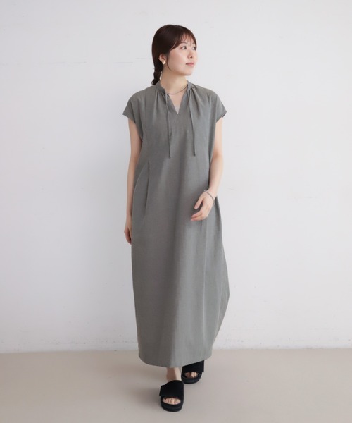 NOMBRE IMPAIR(ノンブルアンペール)の「TCキャンバス フレンチワンピース(ワンピース・レディース・グレー/ネイビー/ライトグリーン・FREE)」の6枚目の写真