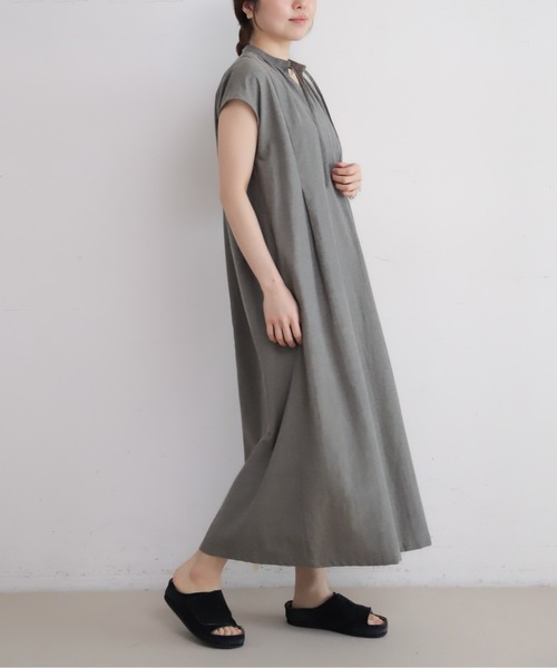 NOMBRE IMPAIR(ノンブルアンペール)の「TCキャンバス フレンチワンピース(ワンピース・レディース・グレー/ネイビー/ライトグリーン・FREE)」の4枚目の写真