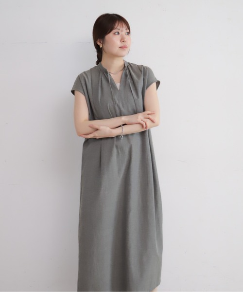 NOMBRE IMPAIR(ノンブルアンペール)の「TCキャンバス フレンチワンピース(ワンピース・レディース・グレー/ネイビー/ライトグリーン・FREE)」の9枚目の写真