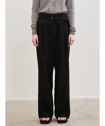 belted two-tucked pants (black)