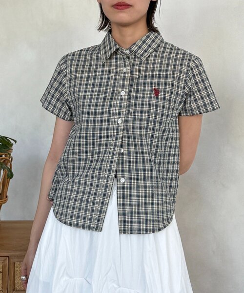U.S. POLO ASSN.(ユーエスポロアッスン)の「シアサッカーミニシャツ(シャツ/ブラウス・レディース・イエロー/ネイビー/ホワイト/ブルー・FREE)」の3枚目の写真