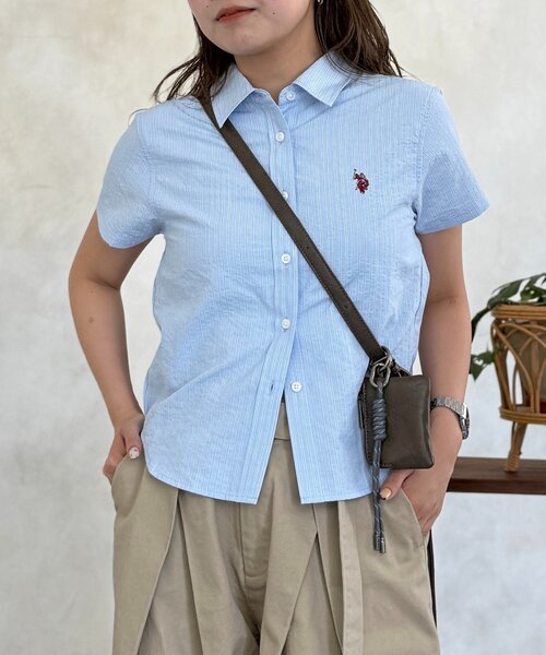 U.S. POLO ASSN.(ユーエスポロアッスン)の「シアサッカーミニシャツ(シャツ/ブラウス・レディース・イエロー/ネイビー/ホワイト/ブルー・FREE)」の13枚目の写真