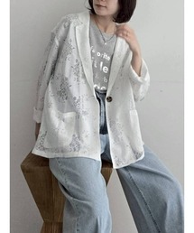 Samansa Mos2 | フラワーレースシングルテーラージャケット(ノーカラージャケット)