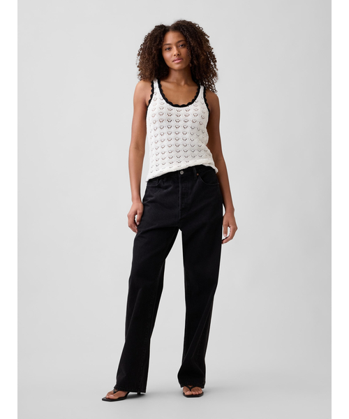 GAP(ギャップ)の「クロシェ スクープネック タンクトップ(ニット/セーター・レディース・ネイビー/ホワイト系その他/バーガンディー/ブラック×ホワイト・S/XS/XXS/XL/L/M)」の9枚目の写真