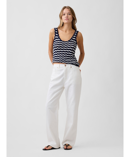 GAP(ギャップ)の「クロシェ スクープネック タンクトップ(ニット/セーター・レディース・ネイビー/ホワイト系その他/バーガンディー/ブラック×ホワイト・S/XS/XXS/XL/L/M)」の12枚目の写真