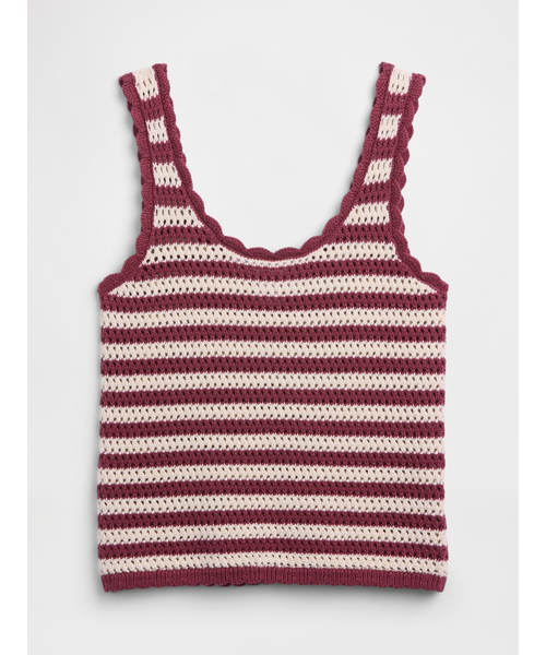 GAP(ギャップ)の「クロシェ スクープネック タンクトップ(ニット/セーター・レディース・ネイビー/ホワイト系その他/バーガンディー/ブラック×ホワイト・S/XS/XXS/XL/L/M)」の13枚目の写真