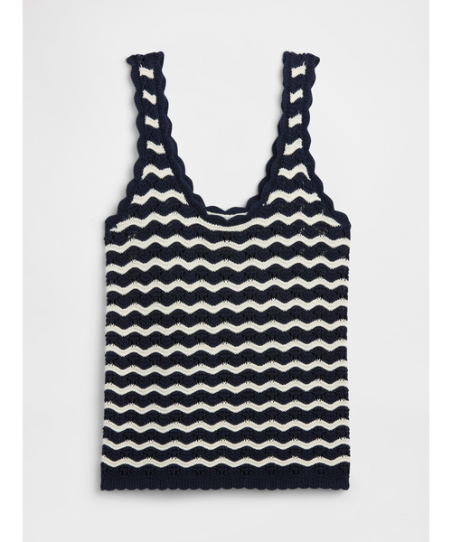 GAP(ギャップ)の「クロシェ スクープネック タンクトップ(ニット/セーター・レディース・ネイビー/ホワイト系その他/バーガンディー/ブラック×ホワイト・S/XS/XXS/XL/L/M)」の15枚目の写真