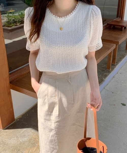 SallyLunn(サリーラン)の「スカラップレースネックトップス(Tシャツ/カットソー・レディース・ホワイト・LARGE/MEDIUM/X-LARGE)」の6枚目の写真