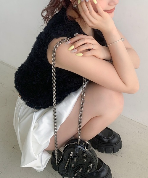junoah(ジュノア)の「フラワーモチーフチュールノースリーブトップス(Tシャツ/カットソー・レディース・ブラック/ピンク/アイボリー・SMALL/MEDIUM/X-LARGE/LARGE)」の5枚目の写真