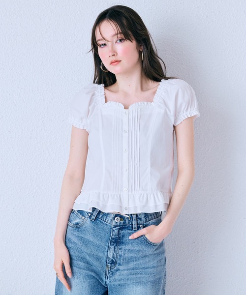 Audie a Muses(オーディアミューズ)の「【モデル美香着用】コルセット風ピンタックブラウス(シャツ/ブラウス・レディース・ブラウン/オフホワイト/ブラック・36/38/42)」の15枚目の写真