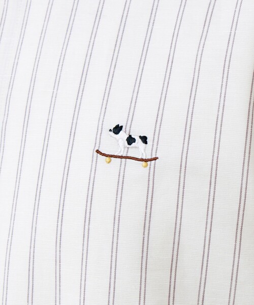 GLOSTER（グロスター）の「【フレブル刺繍】七分袖シャツ ストライプ/無地（シャツ/ブラウス・メンズ・ネイビー/ホワイト/ブルー系その他/ホワイト系その他/ピンク・XL/L/M）」の15枚目の写真