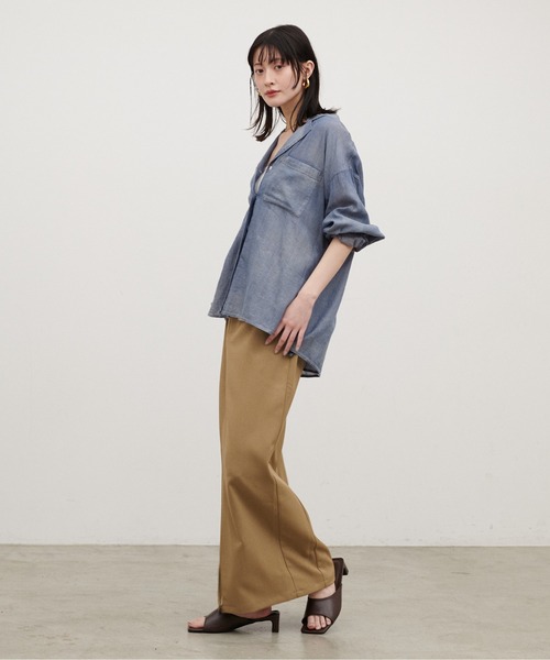LARUTA（ラルータ）の「【LARUTA】［WEB限定］シアーデニム開襟シャツ（シャツ/ブラウス・レディース・ブルー/サックスブルー・MEDIUM）」の14枚目の写真