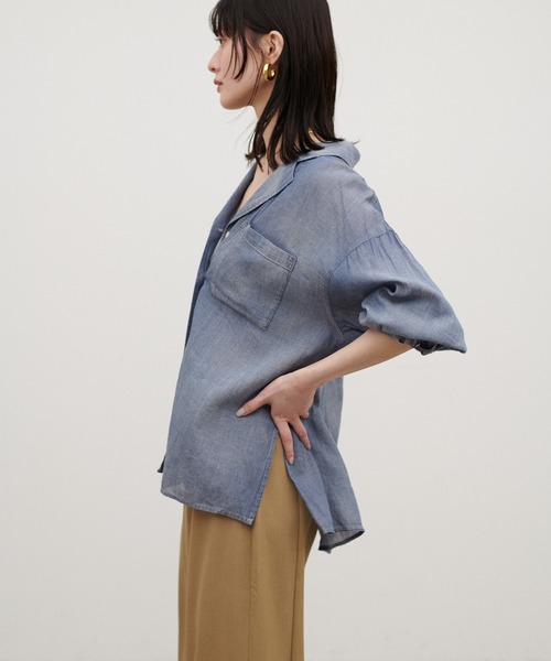 LARUTA（ラルータ）の「【LARUTA】［WEB限定］シアーデニム開襟シャツ（シャツ/ブラウス・レディース・ブルー/サックスブルー・MEDIUM）」の12枚目の写真