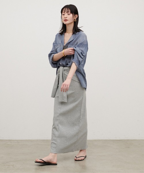 LARUTA（ラルータ）の「【LARUTA】［WEB限定］シアーデニム開襟シャツ（シャツ/ブラウス・レディース・ブルー/サックスブルー・MEDIUM）」の8枚目の写真