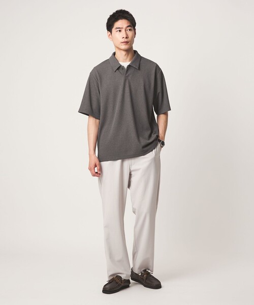 green label relaxing（グリーンレーベルリラクシング）の「【WEB限定】JUST fit ピケ パイル 半袖 ポロシャツ -吸水速乾・UVカット-（ポロシャツ・メンズ・ダークグリーン/ブラック/ネイビー/ダークグレー・M/S/XL/L）」の15枚目の写真