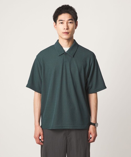green label relaxing（グリーンレーベルリラクシング）の「【WEB限定】JUST fit ピケ パイル 半袖 ポロシャツ -吸水速乾・UVカット-（ポロシャツ・メンズ・ダークグリーン/ブラック/ネイビー/ダークグレー・M/S/XL/L）」の12枚目の写真