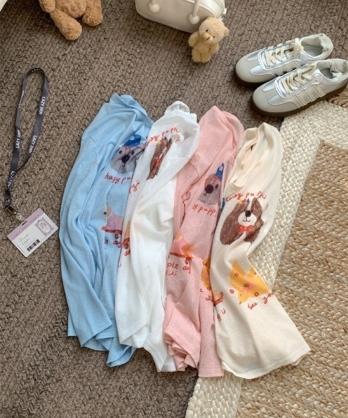 Ritzy(リッツィー)の「ドッグ&チーズプリントシアールーズロンT(Tシャツ/カットソー・レディース・ブルー/ピンク/ホワイト・FREE)」の19枚目の写真