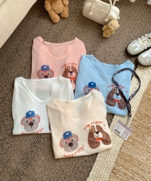 Ritzy(リッツィー)の「ドッグ&チーズプリントシアールーズロンT(Tシャツ/カットソー・レディース・ブルー/ピンク/ホワイト・FREE)」の21枚目の写真