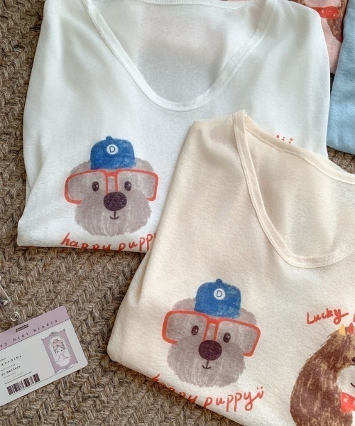 Ritzy(リッツィー)の「ドッグ&チーズプリントシアールーズロンT(Tシャツ/カットソー・レディース・ブルー/ピンク/ホワイト・FREE)」の22枚目の写真