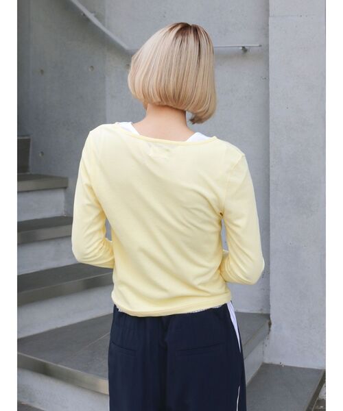 Ungrid(アングリッド)の「シアーヘンリーロンTee(Tシャツ/カットソー・レディース・ピンク/オフホワイト/ブラック/イエロー・FREE)」の7枚目の写真