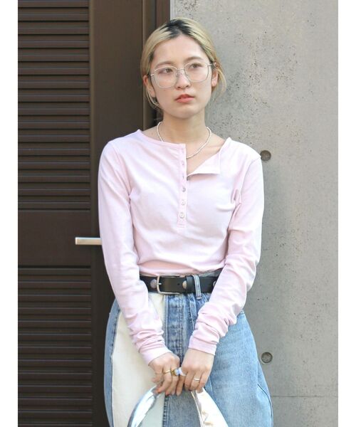 Ungrid(アングリッド)の「シアーヘンリーロンTee(Tシャツ/カットソー・レディース・ピンク/オフホワイト/ブラック/イエロー・FREE)」の14枚目の写真