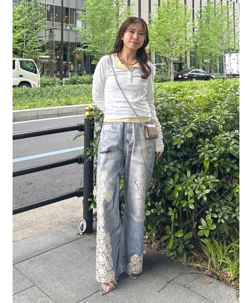 Ungrid(アングリッド)の「シアーヘンリーロンTee(Tシャツ/カットソー・レディース・ピンク/オフホワイト/ブラック/イエロー・FREE)」の22枚目の写真